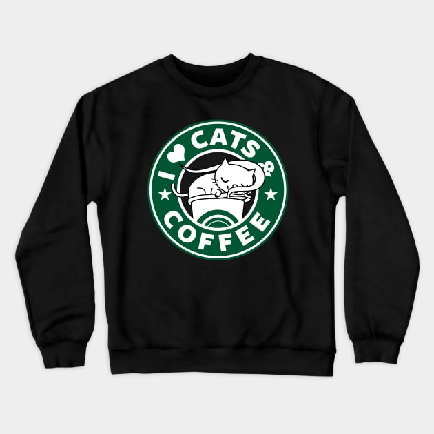 I Love Cats and Coffee Gift For Cats and Coffee Lovers Crewneck Sweatshirt by BoggsNicolas